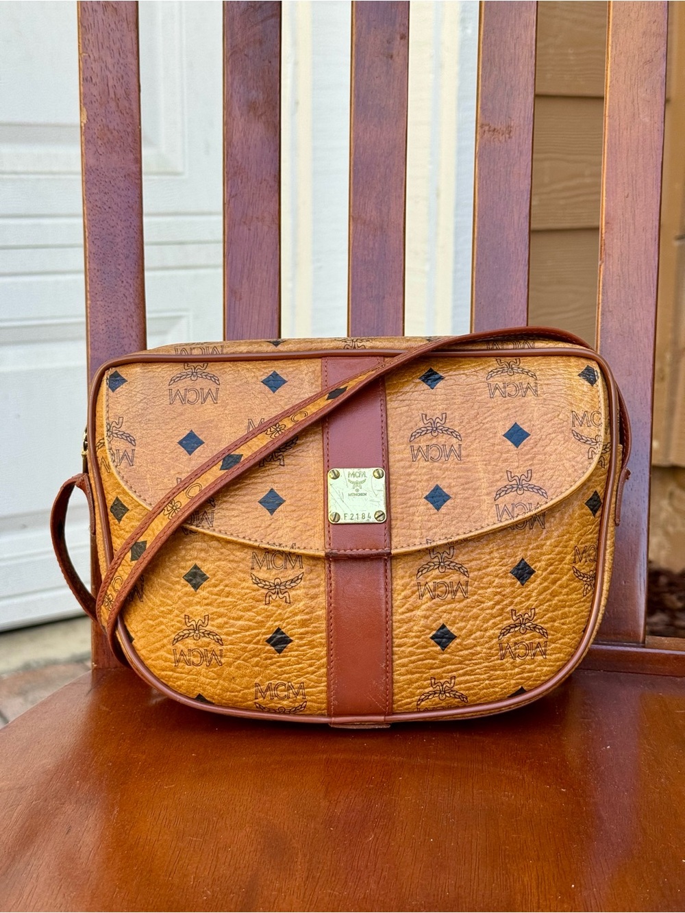 Vintage MCM Visetos Crossbody Bag Cognac Monogram Shoulder Bag Made in Germany